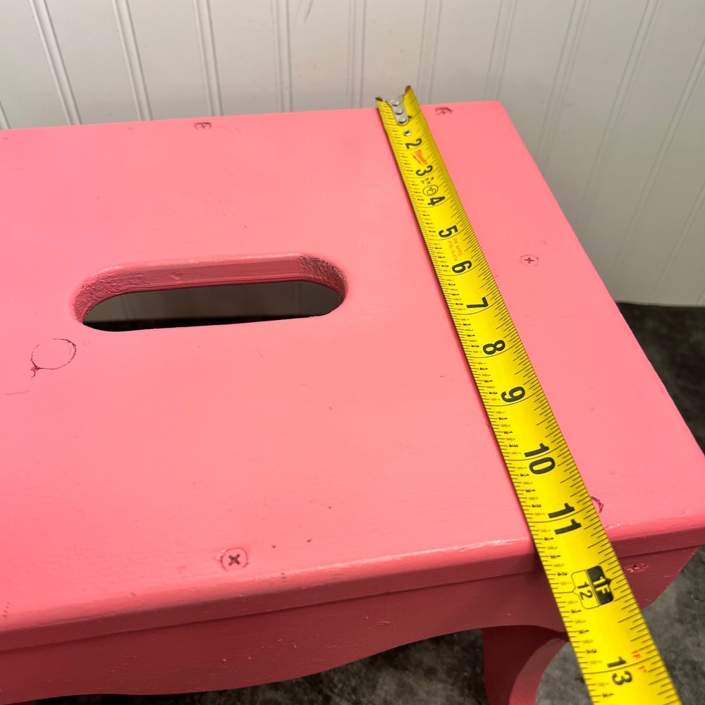 Vintage Pink Wooden Step Stool Heart Cutout | Cottage - Picture 7 of 8